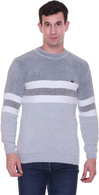 First Sleep Colorblock Round Neck Casual Men Black Sweater