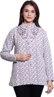 NinishApparel Embroidered Round Neck Casual Women Purple Sweater