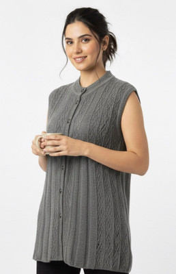 Fashionpoint Solid Round Neck Casual Women Grey Sweater