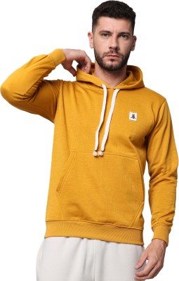 HINAYAA Solid Hooded Neck Casual Men Yellow Sweater