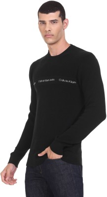 Calvin Klein Jeans Solid Round Neck Casual Men Black, White Sweater