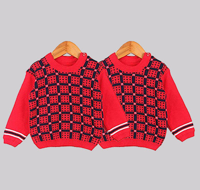 Fame Hype Self Design Round Neck Casual Baby Boys & Baby Girls Multicolor Sweater