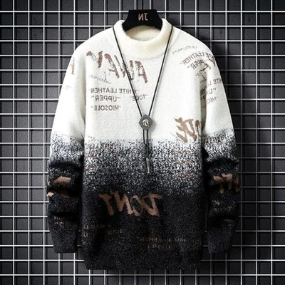 Keenuu Printed Round Neck Casual Men Brown Sweater