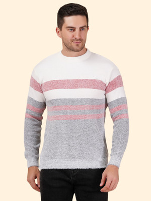 KIPEKEE Striped Round Neck Casual Men Red Sweater
