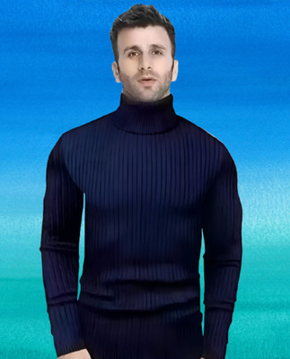 TRENDSET Solid Turtle Neck Casual Men Black Sweater