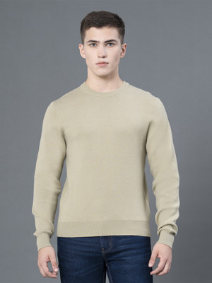 RED TAPE Solid Round Neck Casual Men Light Green Sweater