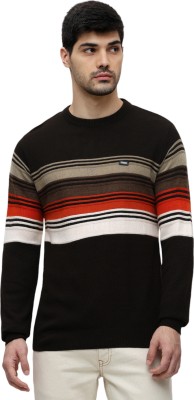 Klub Fox Colorblock Round Neck Casual Men Brown Sweater