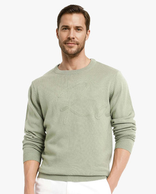 RARE RABBIT Solid Crew Neck Casual Men Grey Sweater