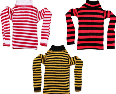 TBMANIA Striped High Neck Casual Girls Multicolor Sweater