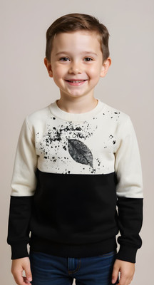 SVM FASHION Colorblock Round Neck Casual Boys Black, Beige Sweater
