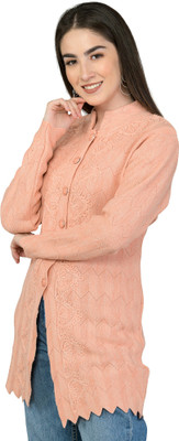 lady willington Embroidered High Neck Casual Women Orange Sweater