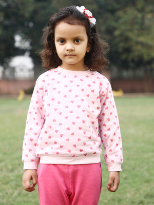 MATRIKA Polka Print Round Neck Party Baby Boys & Baby Girls Pink Sweater