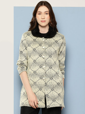 METRONAUT Self Design Collared Neck Casual Women Yellow Sweater