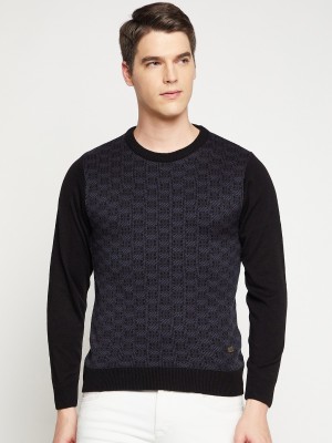 DUKE Self Design Round Neck Casual Men Black Sweater