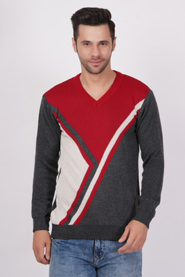 AXOLOTL Self Design V Neck Casual Men Multicolor Sweater