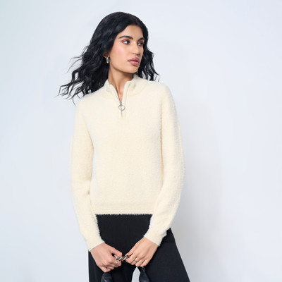 Honey By Pantaloons Solid High Neck Casual Women Yellow Sweater