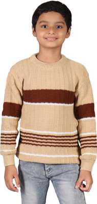 GTwo Striped Round Neck Casual Boys Beige Sweater