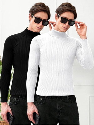 urban trees Solid High Neck Casual Men Multicolor Sweater