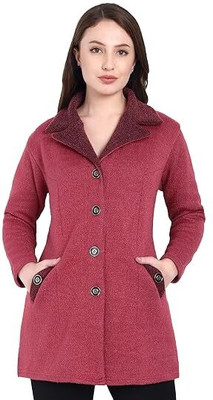 Hautemoda Solid Collared Neck Casual Women Maroon Sweater
