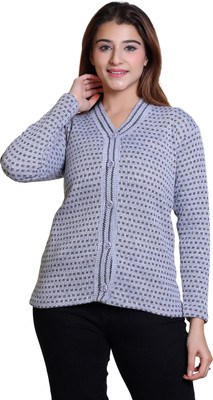 DRIPFIT Self Design Collared Neck Casual Women Grey Sweater