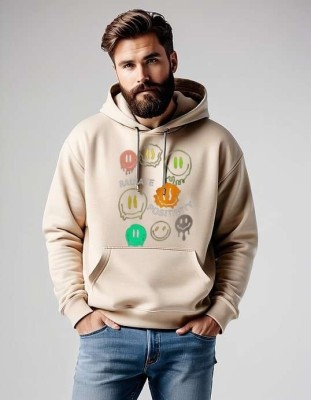 EcoRunner Printed Hooded Neck Casual Men Beige Sweater