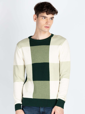 Status Quo Checkered Round Neck Casual Men Multicolor Sweater