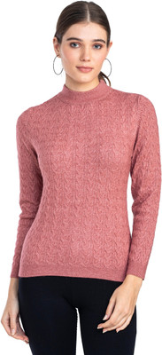 MODA ELEMENTI Solid Round Neck Casual Women Pink Sweater