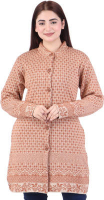 Frankfurt Printed Round Neck Casual Women Orange Sweater