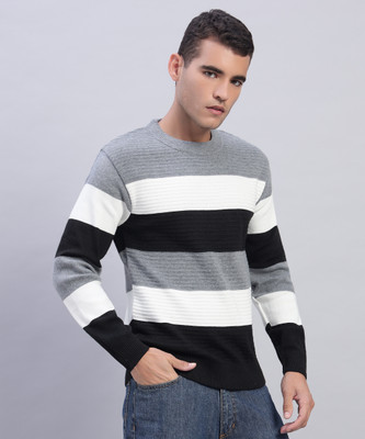 MYLES Striped Round Neck Casual Men Multicolor Sweater