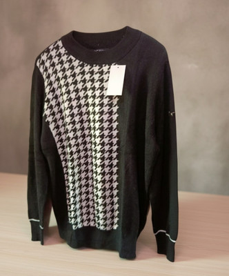 Carta Solid Round Neck Casual Men Black Sweater