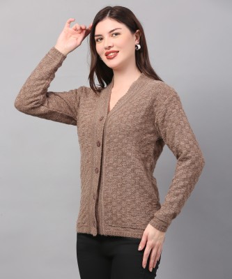 The Sleep Intimo Self Design V Neck Casual Women Brown Sweater