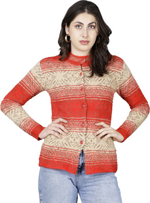 HITTIKA Self Design Round Neck Casual Women Red Sweater