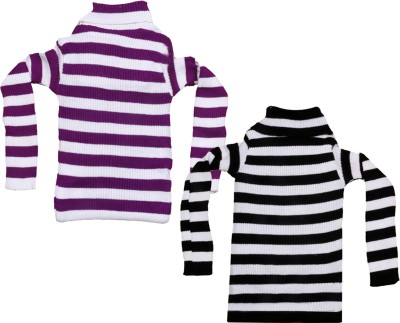 MTI FASHIONS Striped High Neck Casual Baby Boys Multicolor Sweater