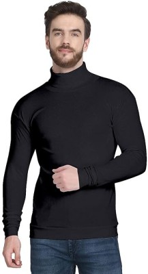 ZAKOD Solid High Neck Casual Men Black Sweater