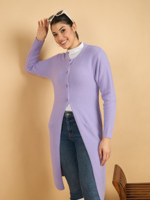 CLAPTON Woven Round Neck Casual Women Purple Sweater
