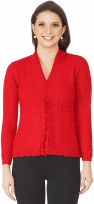 SNEHPRABHA Embroidered V Neck Casual Women Red Sweater