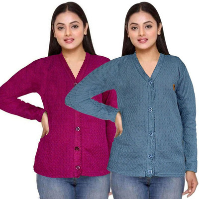 Homezilla Solid V Neck Casual Women Multicolor Sweater