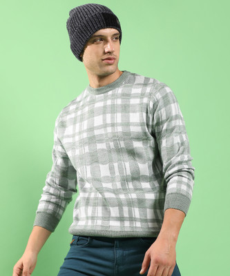 CAMPUS SUTRA Solid High Neck Casual Men Green Sweater