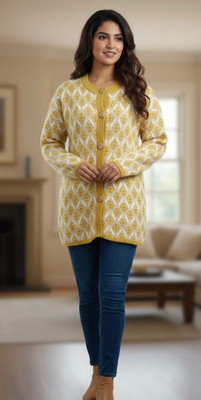 Fashionpoint Solid Round Neck Casual Women White, Yellow Sweater