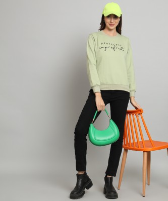 WILLEY Printed Round Neck Casual Women Green Sweater