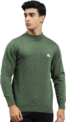 MONTE CARLO Solid Turtle Neck Casual Men Green Sweater
