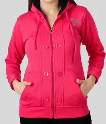 LA COZEE Solid Hooded Neck Casual Women Pink Sweater
