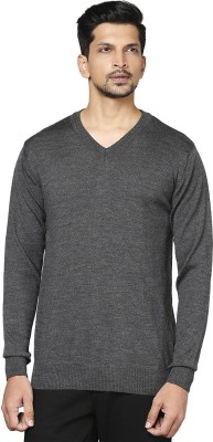 Raymond Solid V Neck Formal Men Grey Sweater