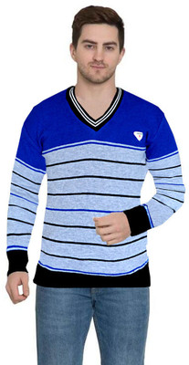 PrathaVastra Striped V Neck Casual Men Multicolor Sweater