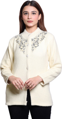 hrd7 Self Design Round Neck Casual Women White Sweater