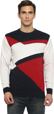 TURTLE Colorblock Round Neck Casual Men Multicolor Sweater