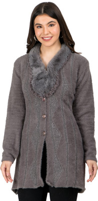 lady willington Solid Collared Neck Casual Women Grey Sweater
