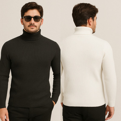 NEO10 Solid Turtle Neck Casual Men Multicolor Sweater