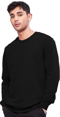 SRGARMENTSSG Solid Round Neck Casual Men Black Sweater