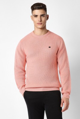 PETER ENGLAND Self Design Round Neck Casual Men Pink Sweater